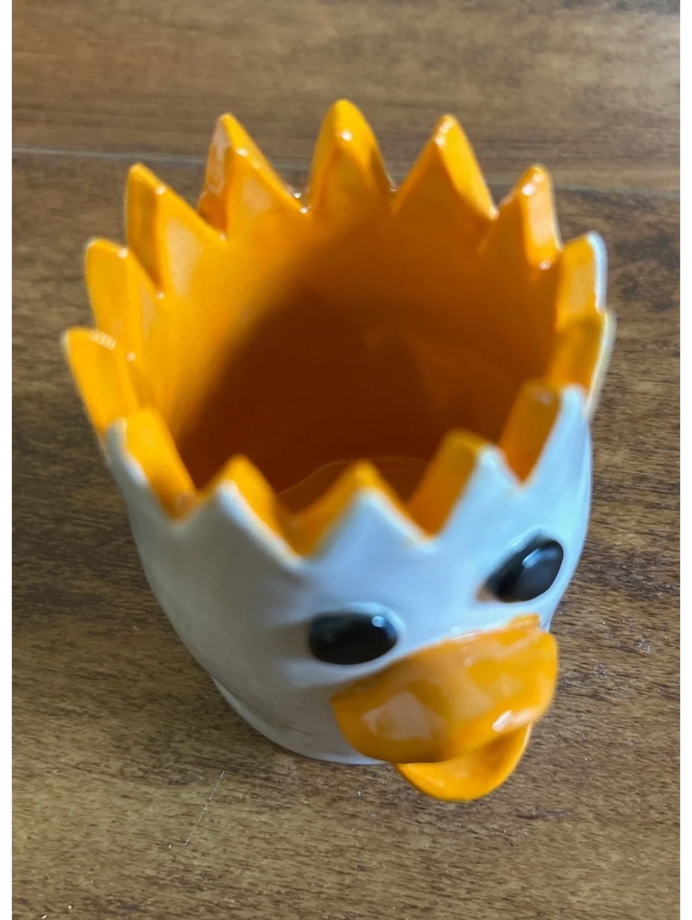 Ceramic Duck Face Mini Planter Pot with Orange Interior